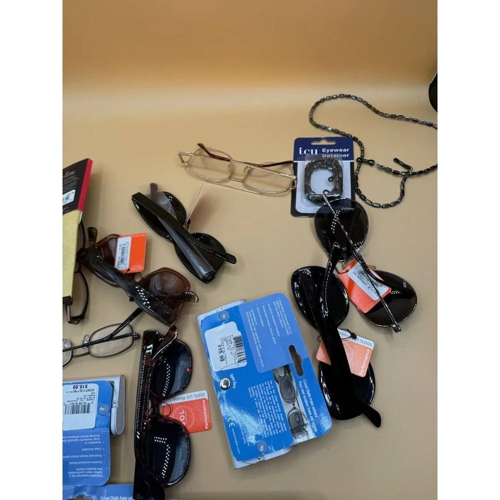 Lot of 13 ICU Eyewear Sunglasses/Reading Glasses/Polarized Clip Ons/Retainer NEW